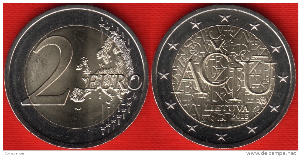 Lithuania 2 Euro 2015 "Lithuanian Language - ACIU" BiMetallic UNC - Lithuania