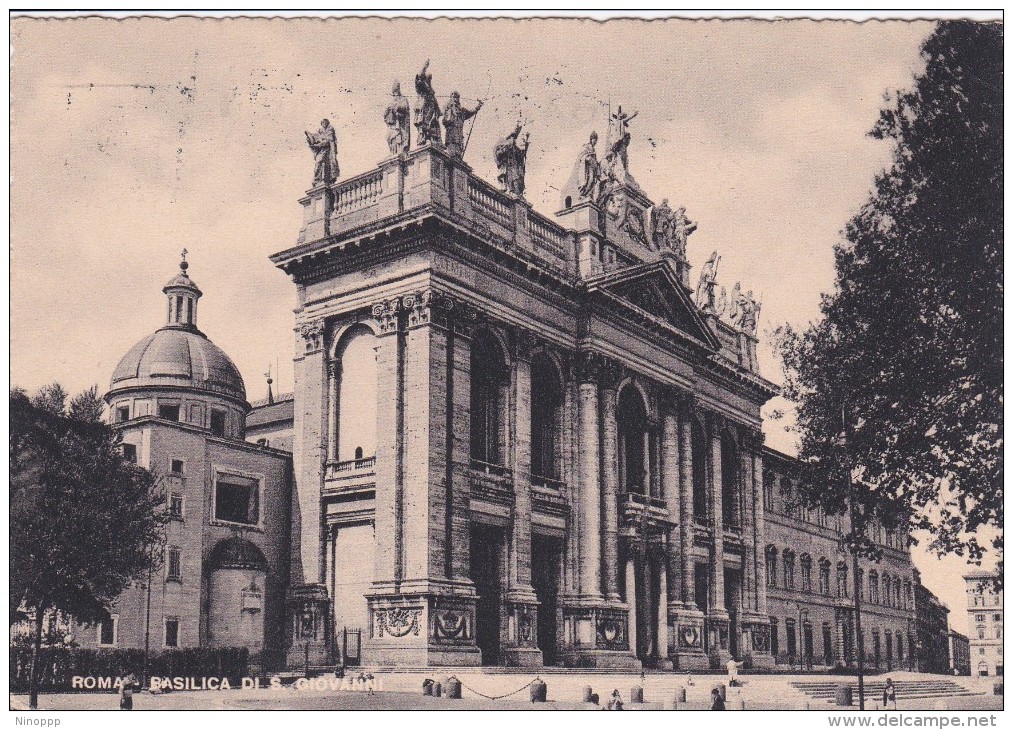 Italy 1950 Used Postcard Roma Basilica Of St John In Lateran, Postmark Panettone Motta - Stamped Stationery