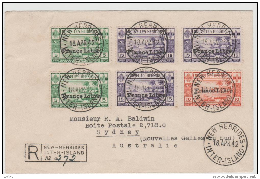 FDI009 / Nouvielles Hebrides France Libre 1942,  Einschreiben Mit Zensur - Cartas & Documentos