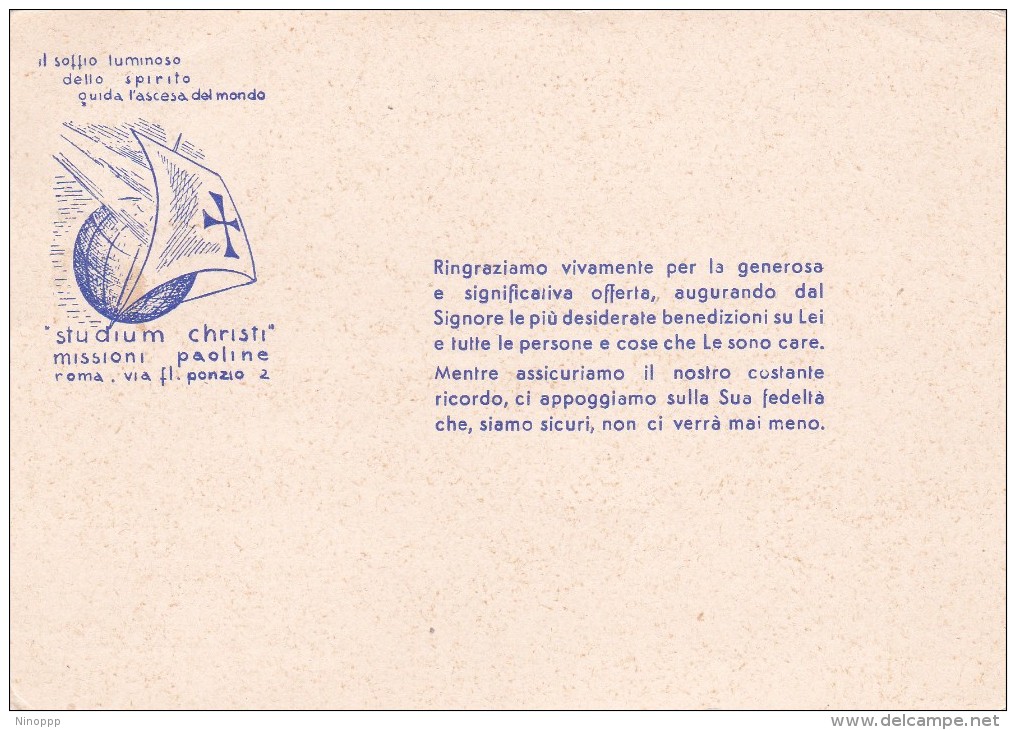 Italy 1950 Used Postcard Roma Studium Christi, Postmark Gioia Di Vivere Profumo Orchidea Bianca - Interi Postali