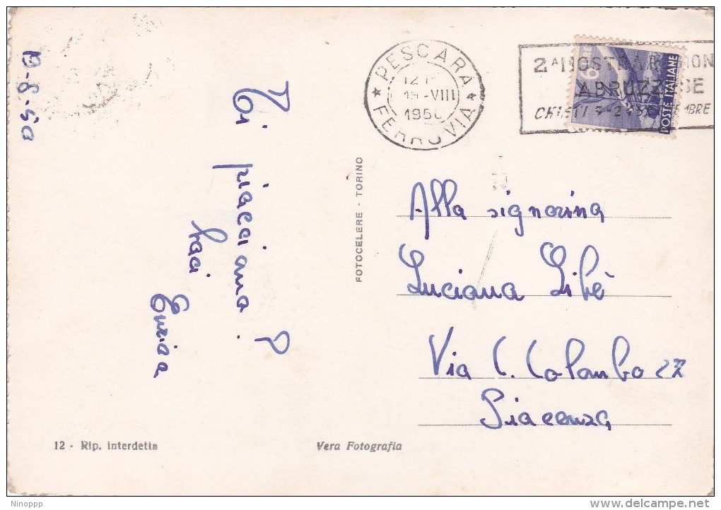 Italy 1950 Used Postcard Costumi D'Abruzzo Postmark 2a Mostra Regionale Abruzzese - Stamped Stationery