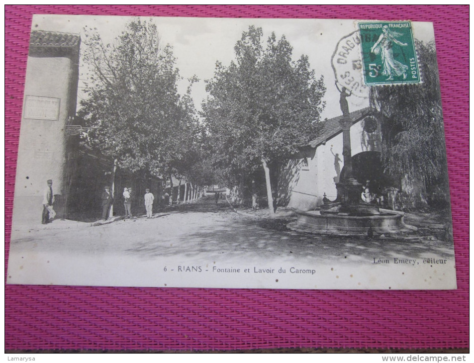 CPA 1910  RIANS FONTAINE ET LAVOIR DU CAROMP EDITION Léon EMERY=> CAD CONVOYEUR DRAGUIGNAN à MEYRARGUES ?    =>VAR 83 > - Rians