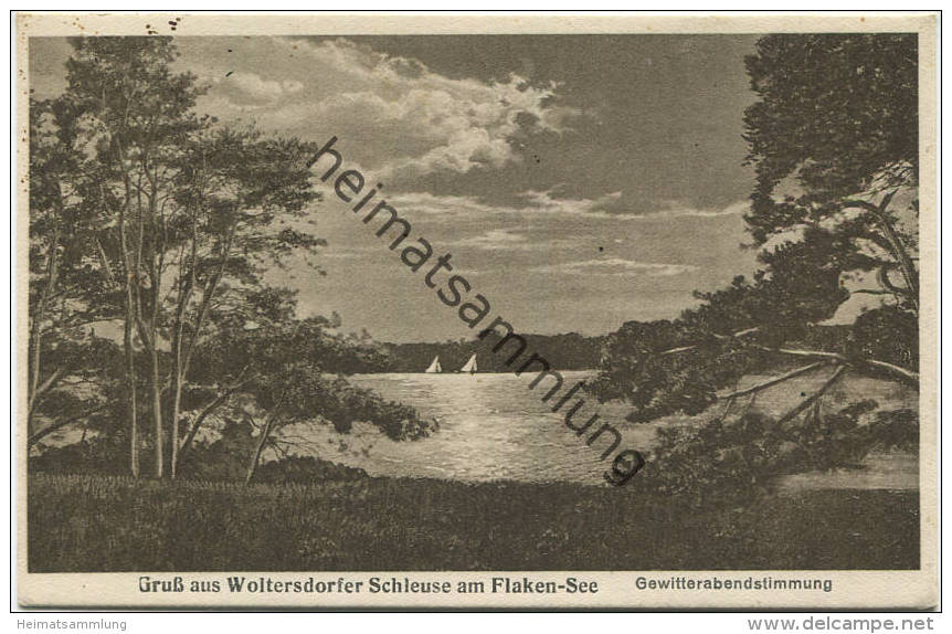 Wolterdorfer Schleuse - Gewitterstimmung Am Flaken-See - Verlag W. Meyerheim Berlin Gel. 1929 - Woltersdorf