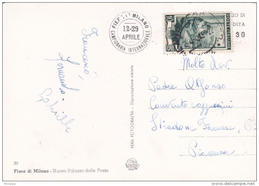 Italy 1951 Used Postcard Fiera Di Milano, Nuovo Palazzo Delle Poste, Postmark Fiera Di Milano - Stamped Stationery