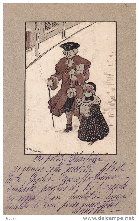 Illustrateur PARKINSON Ethel,  Bourgeois Avec Petite Fille En Hiver, MM Vienn N 165 - Parkinson, Ethel