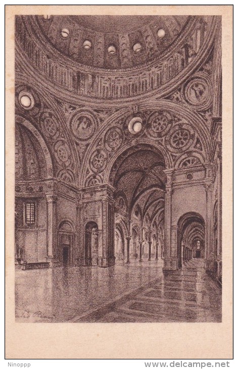 Italy 1951 Used Postcard, Milano Interno Della Basilica Di S, M.Delle Grazie, Postmark Milano Mostra Del Caravaggio.ton - Interi Postali