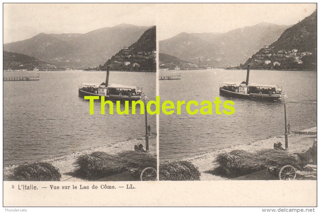 CPA CARTE STEREOSCOPIQUE STEREO L'ITALIE VUE SUR LE LAC DE COME - Cartes Stéréoscopiques