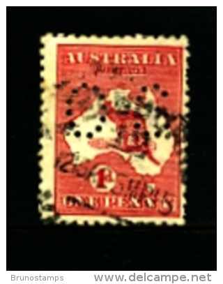 AUSTRALIA - 1913  KANGAROO  1 D.  DIE IIA 1st  WATERMARK  PERFORATED SMALL OS  FINE USED  SGO17e - Officials