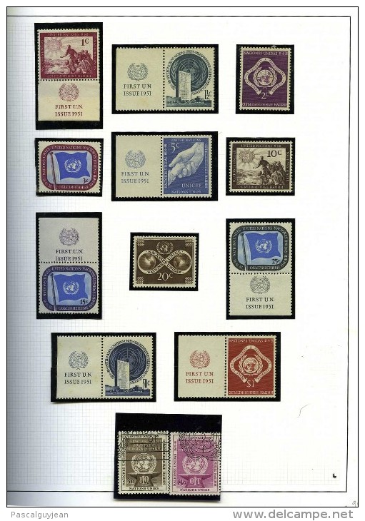 ONU - NATIONS UNIES - NEW YORK - 1000 TIMBRES 1951 A 2006 AVEC POSTE AERIENNE - Sammlungen (im Alben)