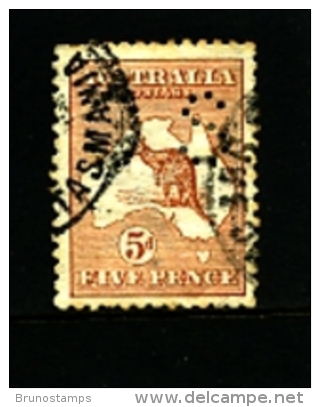 AUSTRALIA - 1913  KANGAROO  5 D.  1st  WATERMARK  PERFORATED SMALL OS  FINE USED  SGO22 - Officials