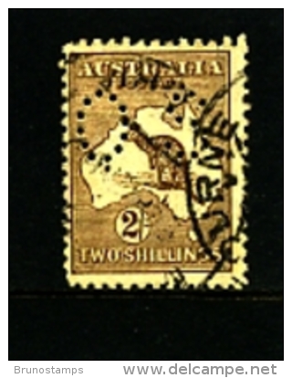 AUSTRALIA - 1916  KANGAROO  2/  BROWN  3rd  WATERMARK  PERFORATED SMALL OS  FINE USED  SGO49 - Oficiales