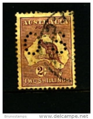 AUSTRALIA - 1924  KANGAROO  2/  MAROON  3rd  WATERMARK  PERFORATED SMALL OS  FINE USED  SGO77 - Oficiales
