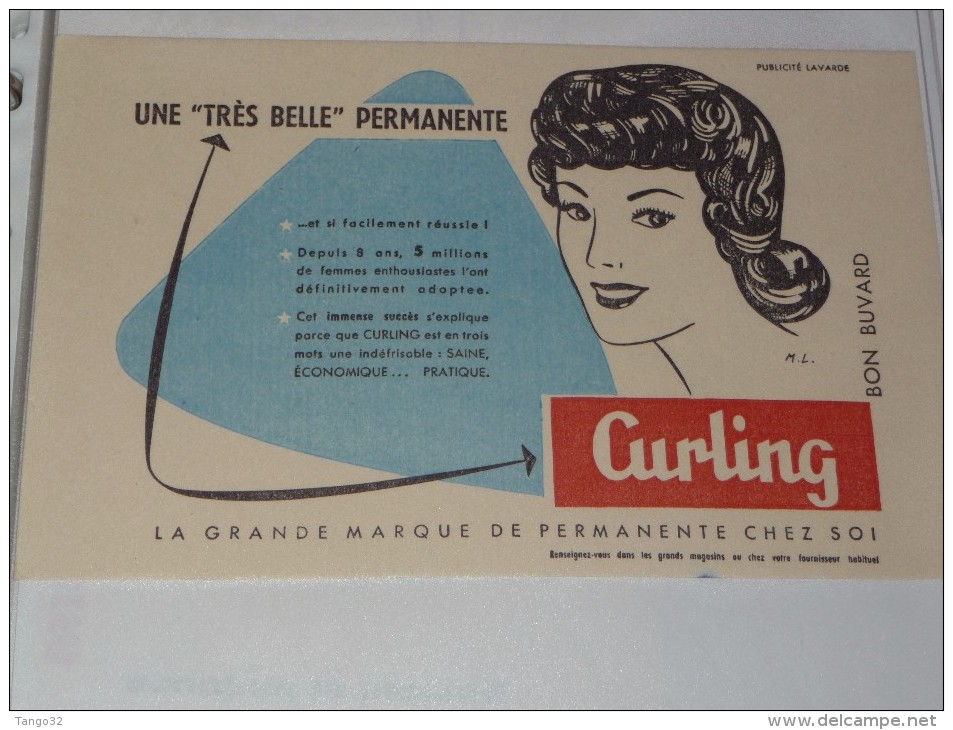 BUVARD Publicitaire  BLOTTING PAPER   Coiffure CURLING - Parfum & Cosmetica