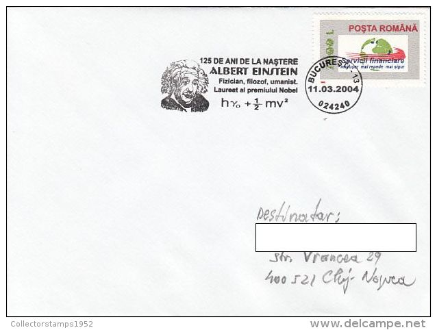 33860- ALBERT EINSTEIN, SPECIAL POSTMARK ON COVER, 2004, ROMANIA - Albert Einstein