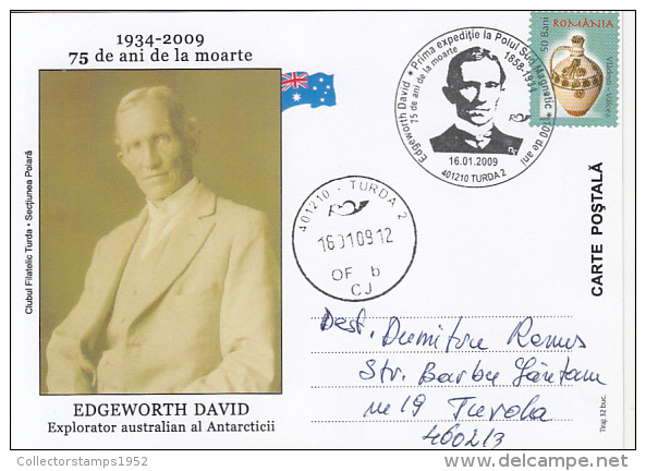 33885- EDGEWORTH DAVID, ANTARCTIC EXPLORER, DOG, SPECIAL POSTCARD, 2009, ROMANIA - Explorateurs & Célébrités Polaires