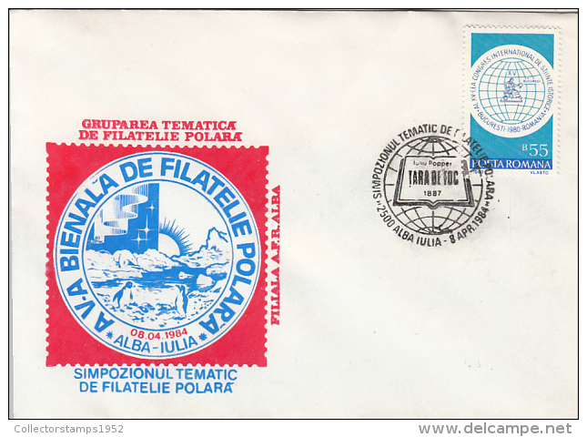 33888- IULIU POPPER, EXPLORER, TIERRA DEL FUEGO, PENGUINS, AURORA, SPECIAL COVER, 1984, ROMANIA - Explorateurs & Célébrités Polaires