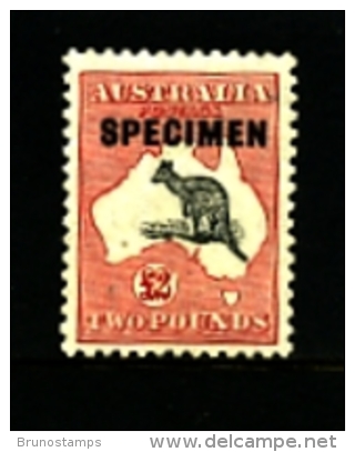 AUSTRALIA - 1930  KANGAROO  £ 2  SMALL MULTIPLE  WATERMARK  OVERPRINTED  SPECIMEN Type D MINT NH  SG114 - Nuevos