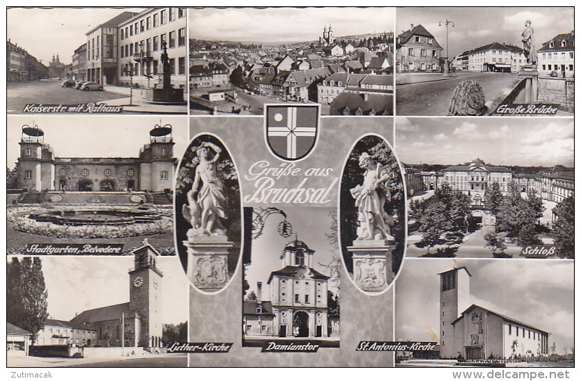 Bruchsal - Mehrbild - Bahnhpost Stempel 1965 - Bruchsal