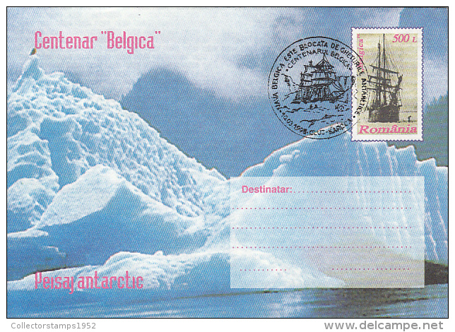 33947- BELGICA ANTARCTIC EXPEDITION, SHIP, COVER STATIONERY, 1998, ROMANIA - Expediciones Antárticas