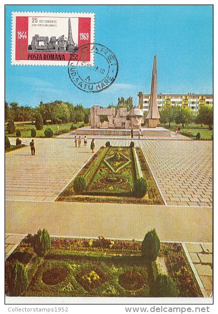 33968- CAREI HEROES MONUMENT, MAXIMUM CARD, 1969, ROMANIA - Tarjetas – Máximo