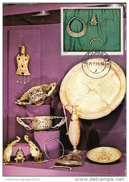 33998- PIETROASA TREASURE, ANCIENT JEWELRIES, ARCHAEOLOGY, MAXIMUM CARD, 1973, ROMANIA - Archéologie