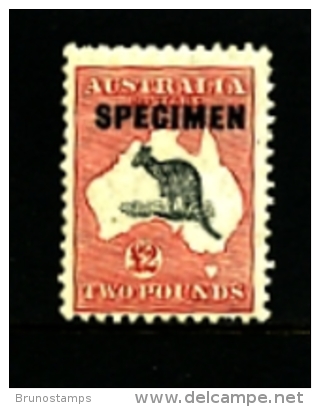 AUSTRALIA - 1934  KANGAROO  £ 2  C Of A  WATERMARK  OVERPRINTED  SPECIMEN  MINT NH  SG138 - Nuovi