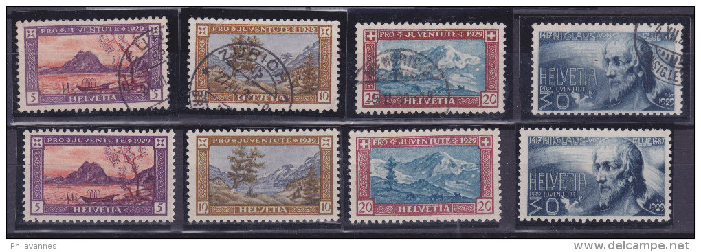 SUISSE, 1929,PRO JUVENTUTE, N° 235/238, Oblitéré +  Neuf**  (1524/78) - Gebraucht