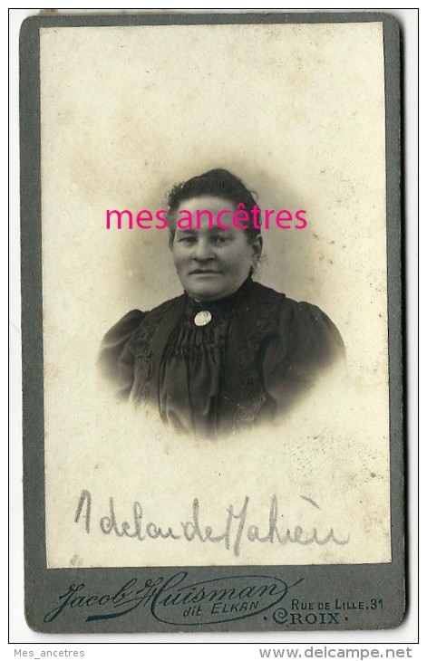 CDV  Portrait D´Adélaïde Mahieu-photo Jacob Huisman Dit Elkan Rue De Lille à Croix - Anciennes (Av. 1900)