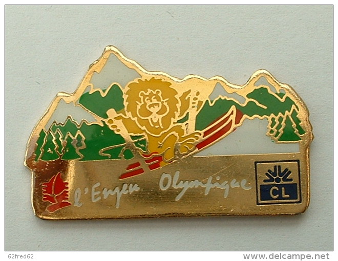 PIN´S L'ENJEU OLYMPIQUE CREDIT LYONNAIS - ALBERTVILLE 92 - Olympic Games