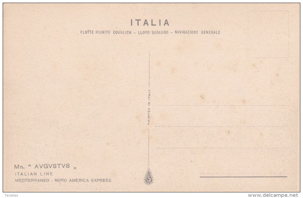 POSTAL DE ITALIA DEL BARCO AUGUSTUS (BARCO-SHIP) - Comercio