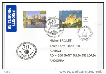 NUMIPHIL. Palais Du Belvédère De Vienne & Abbaye De Melk, Sur Lettre Adressée En Andorre - Briefe U. Dokumente