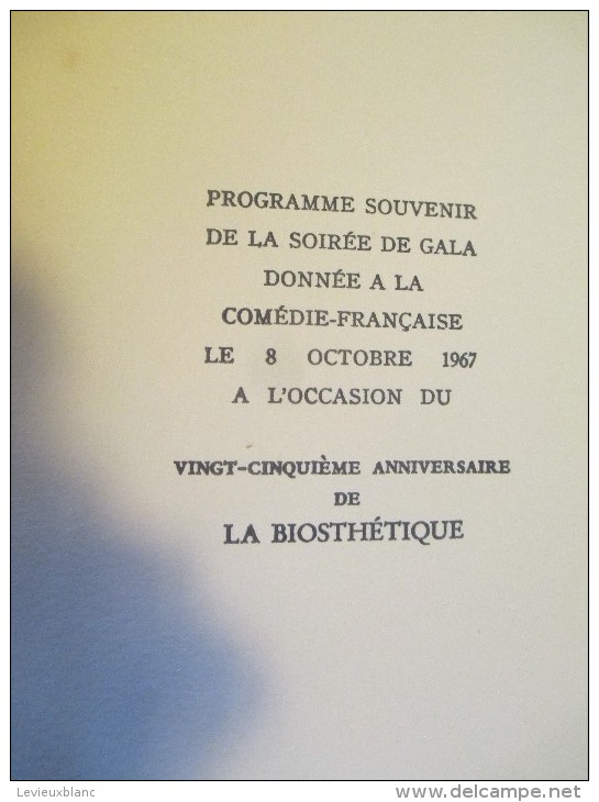 Programme/Comédie Française/Salle Richelieu / Soirée de Gala/ Cyrano de Bergerac/La Biosthétique///1967   PRO85