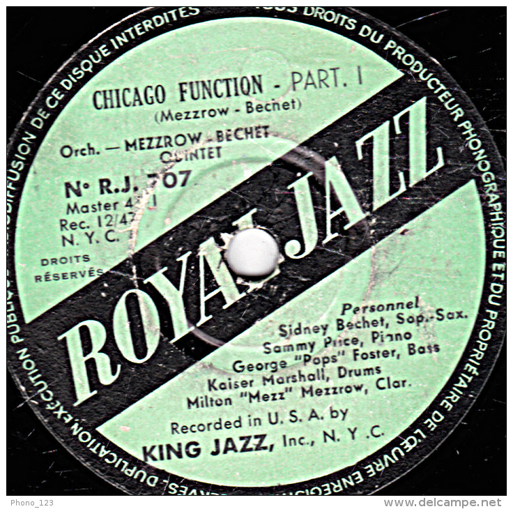 78 Trs 30 Cm état TB - MEZZROW-BECHET - KING JAZZ -  CHICAGO FUNCTION - PART.I  Et TART.II - 78 T - Disques Pour Gramophone