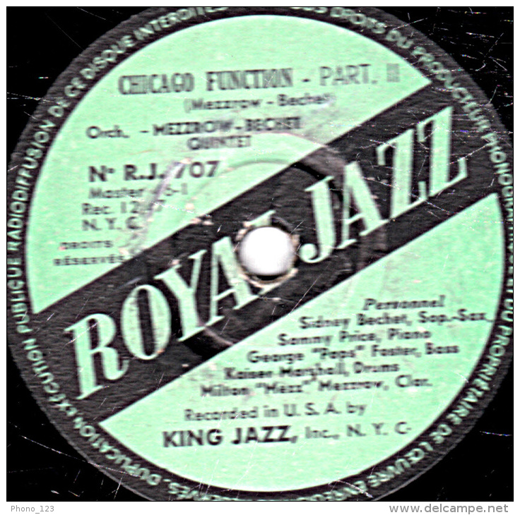 78 Trs 30 Cm état TB - MEZZROW-BECHET - KING JAZZ -  CHICAGO FUNCTION - PART.I  Et TART.II - 78 T - Disques Pour Gramophone