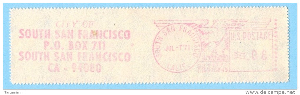 EMA METER STAMP FREISTEMPEL CUT USA 1971 SOUTH SAN FRANCISCO CITY - Machine Labels [ATM]