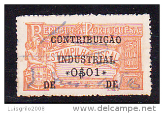 REPUBLICA PORTUGUESA - CONTRIBUIÇÃO INDUSTRIAL / ESTAMPILHA FISCAL - 0$01 - Oblitérés