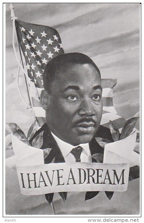 The Reverand Doctor Martin Luther King Jr. 'I Have A Dream' US Flag Image, C1960s/70s Vintage Postcard - Andere & Zonder Classificatie