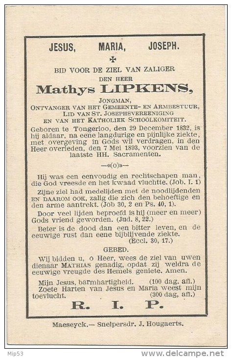 264. MATHYS LIPKENS  -  TONGERLOO 1832 / 1893 - Imágenes Religiosas