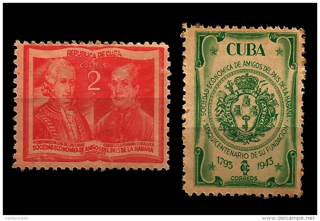 E)1945 CUBA, LUIS DE LAS CASAS AND LUIS MARIA PENALYER,  SEAL OF THE SOCIETY, SESQUICENTENARY OF THE FOUNDING OF THE ECO - Gebruikt