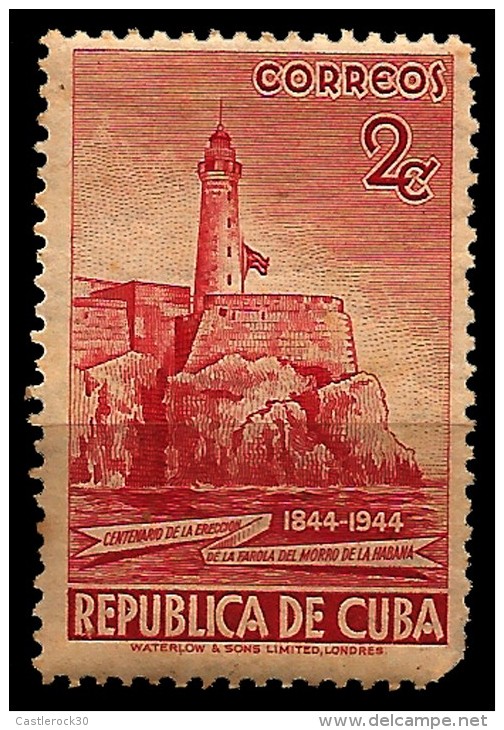 E)1944 CUBA, FLAG, CENTENARY OF THE ERECTION OF THE MORRO STREETLIGHT, MNH - Oblitérés