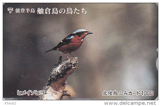 Carte Ancienne Japon - ANIMAL - OISEAU Passereau / MONTICOLE A GORGE BLANCHE - BIRD Japan Rare Prepaid Card - Fumi 2124 - Sperlingsvögel & Singvögel