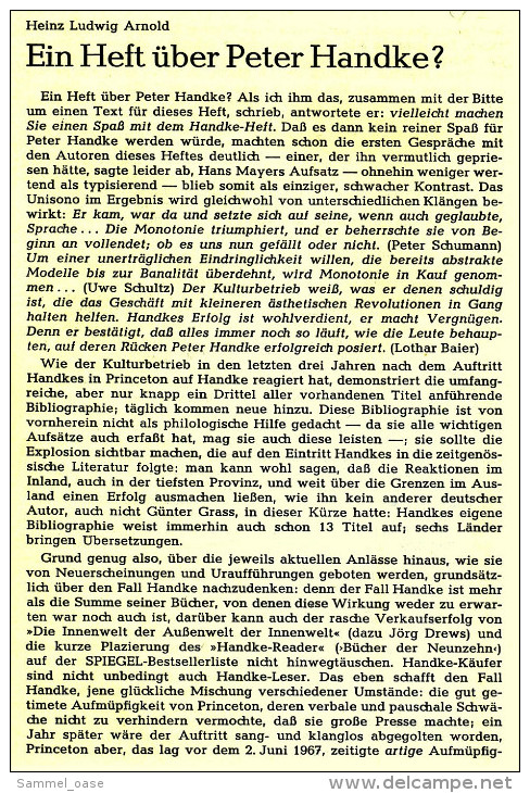 Peter Handke  -  Text U. Kritik Nr. 24  -  Zeitschrift Für Literatur  -  Oktober 1969 - Biografie & Memorie