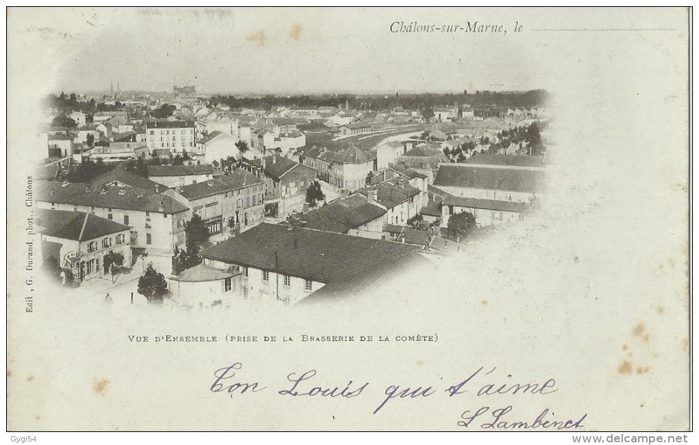 51 CHALONS SUR MARNE  Vue D´ensemble (prise De La Brasserie De La Comète ) CPA 1903 - Châtillon-sur-Marne