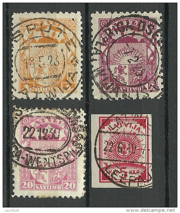 LETTLAND Latvia 1920-1940 = 4 Marken Gut Gestempelt Perfect Cancels - Lettonie