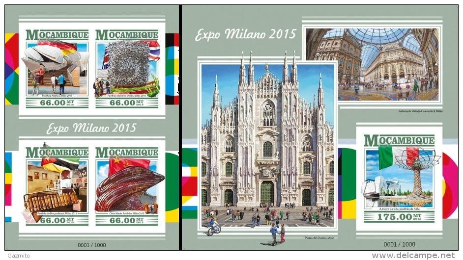 Mozambico 2015, Expo Milano, Architecture, 4val In BF +BF IMPERFORATED - 2015 – Milaan (Italië)