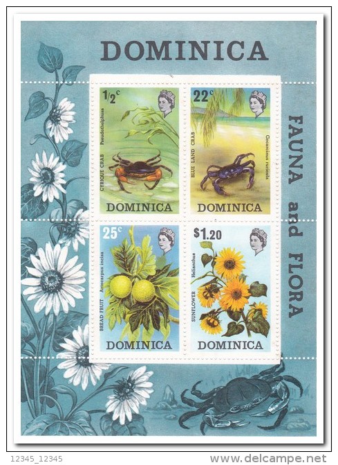 Dominica 1973, Postfris MNH, Flowers, Fruit, Crabs - Dominica (1978-...)