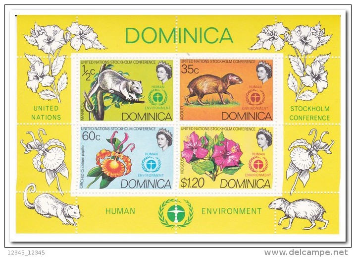 Dominica 1972, Postfris MNH, Flowers, Animals - Dominica (1978-...)