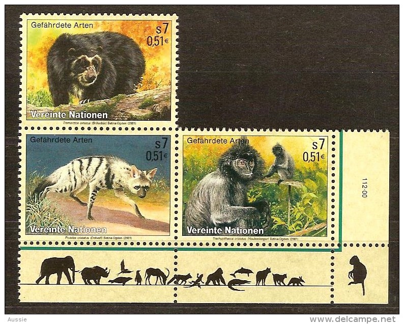 Nations Unies Wien Vienne 2001 Yvertn° 342-44-45 *** MNH Neuf Cote 7,20 Euro Faune Fauna - Ongebruikt