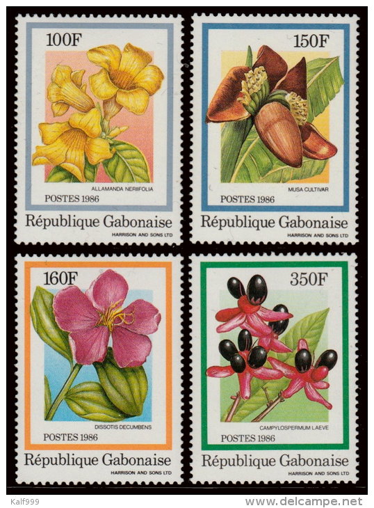 ~~~  Gabon 1986 - Fleurs Bloemen Flora - Mi. 962/965 ** MNH ~~~ - Gabon (1960-...)