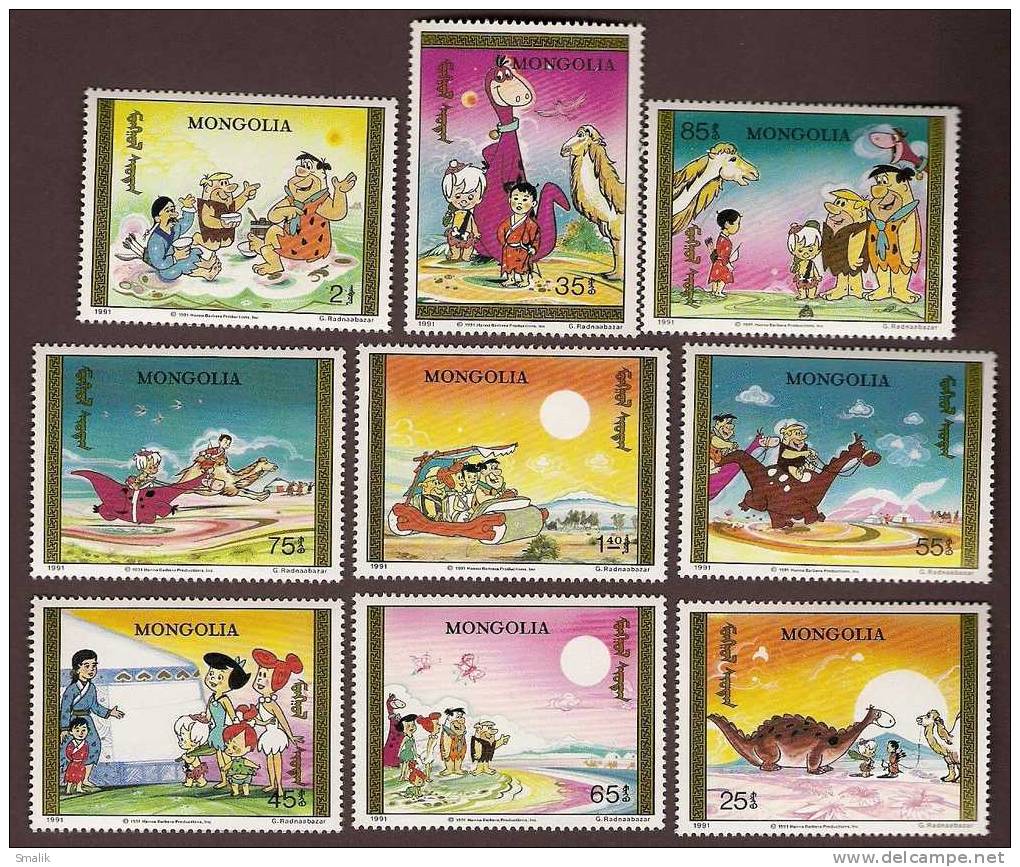 Mongolia 1991, Flinstones, Cartoons 9v Complete Set MNH - Comics